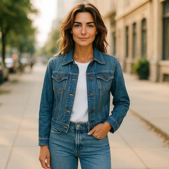 Forever 21 Womens Jacket Size Small Cropped Length Blue Denim Jean - Picture 2 of 7